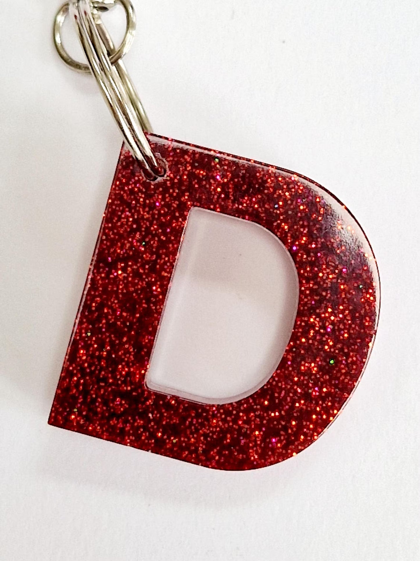 Resin Fine Glitter Letter Keyring Bag Charm
