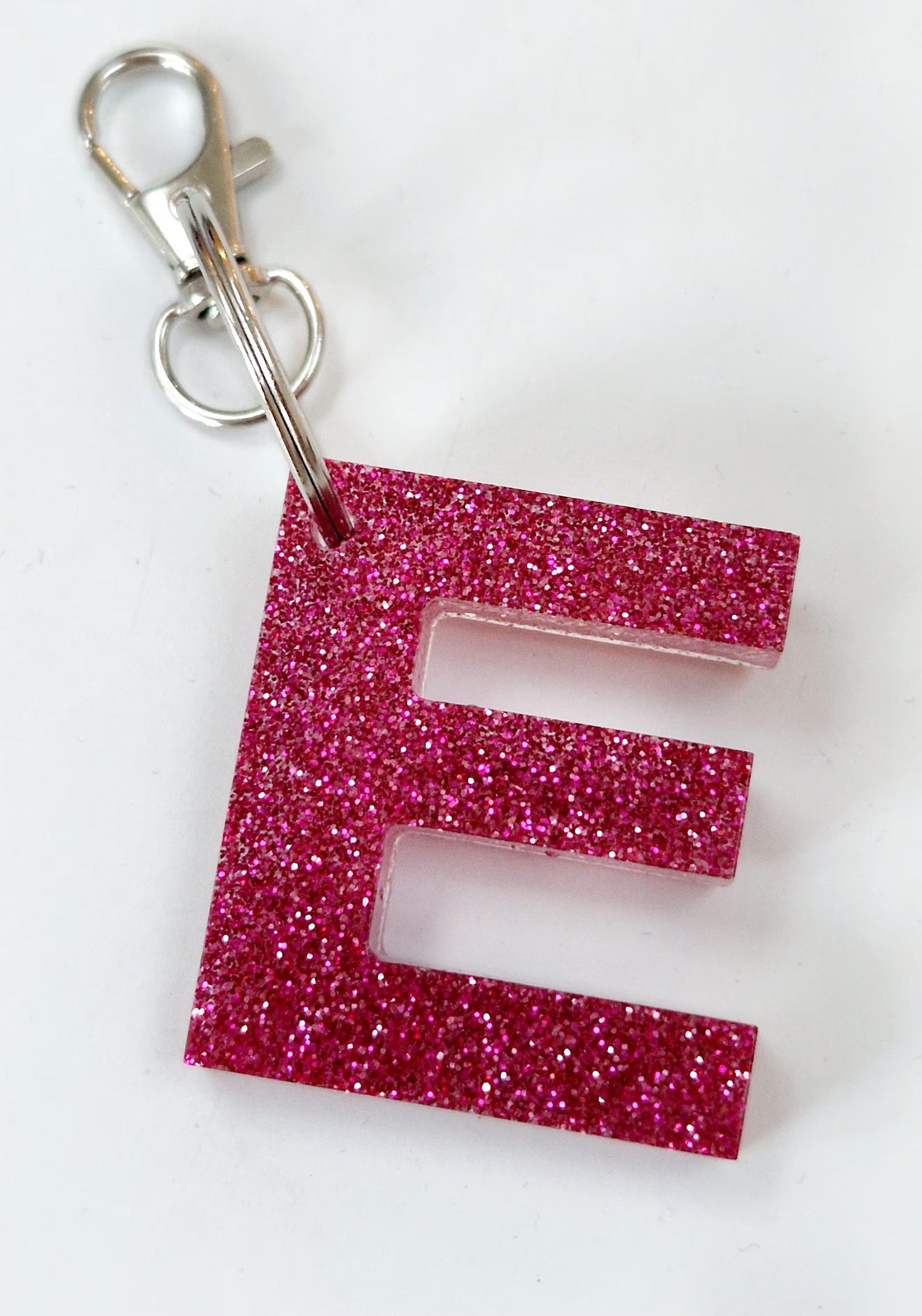 Resin Fine Glitter Letter Keyring Bag Charm
