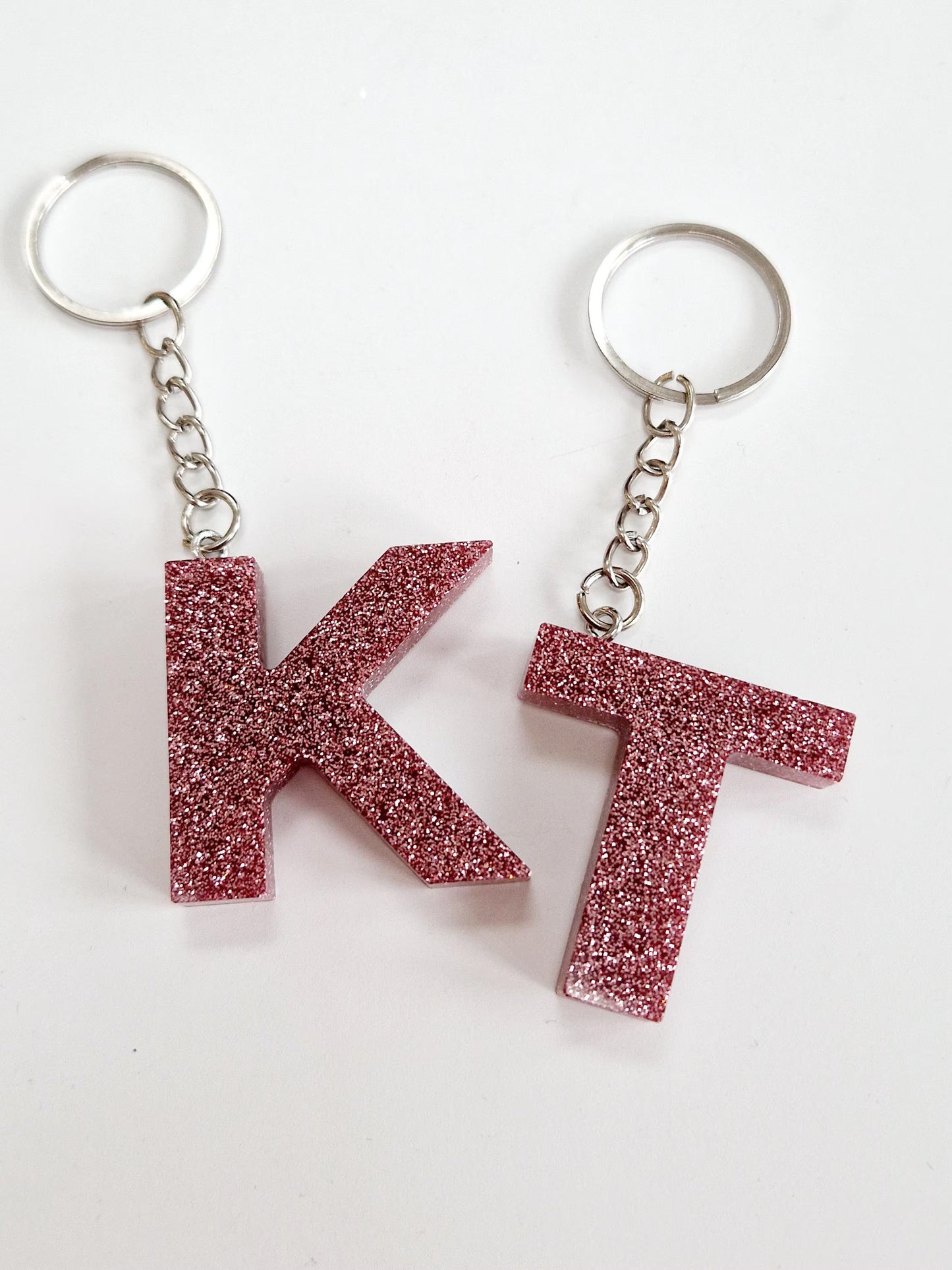 Resin Fine Glitter Letter Keyring Bag Charm