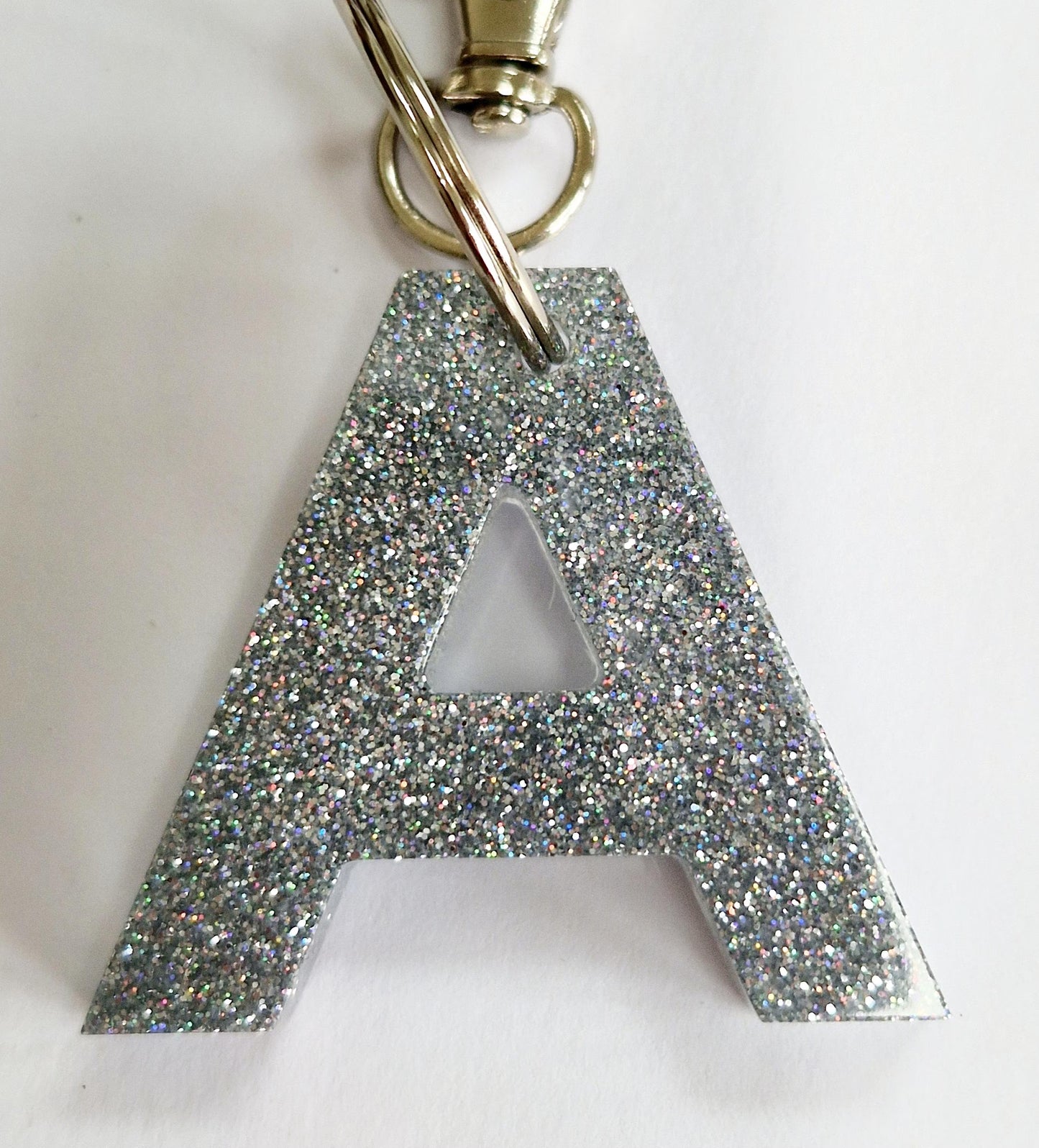 Resin Fine Glitter Letter Keyring Bag Charm